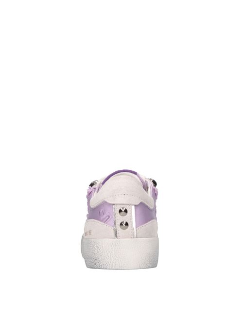 Sneakers in pelle,tessuto e strass EMANUELLE VEE | 451P-300-25-P011CBLILLA-BIANCO
